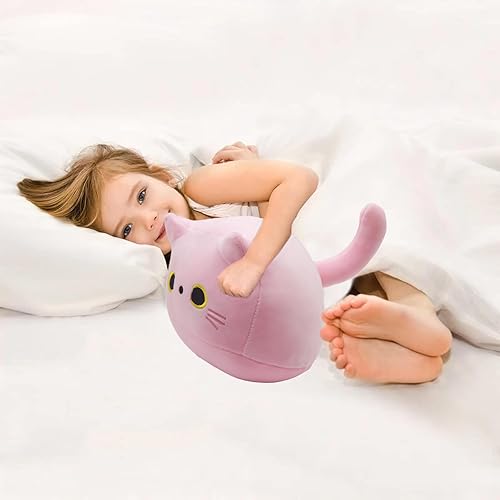 Miniatura 4 de YOMOTREE Almohada de peluche de gato, almohada de felpa suave, juguete de peluche de gato negro, regalos para niños y niñas (rosa, 7.8 pulgadas)