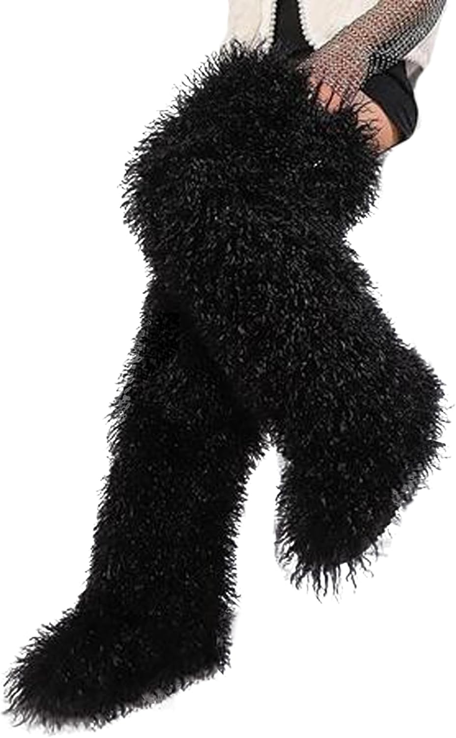 YXCFEWD Over the Knee Faux Fur Boots for Women 29 inchs Winter Thigh High Boots Fluffy Furry Snow Boots