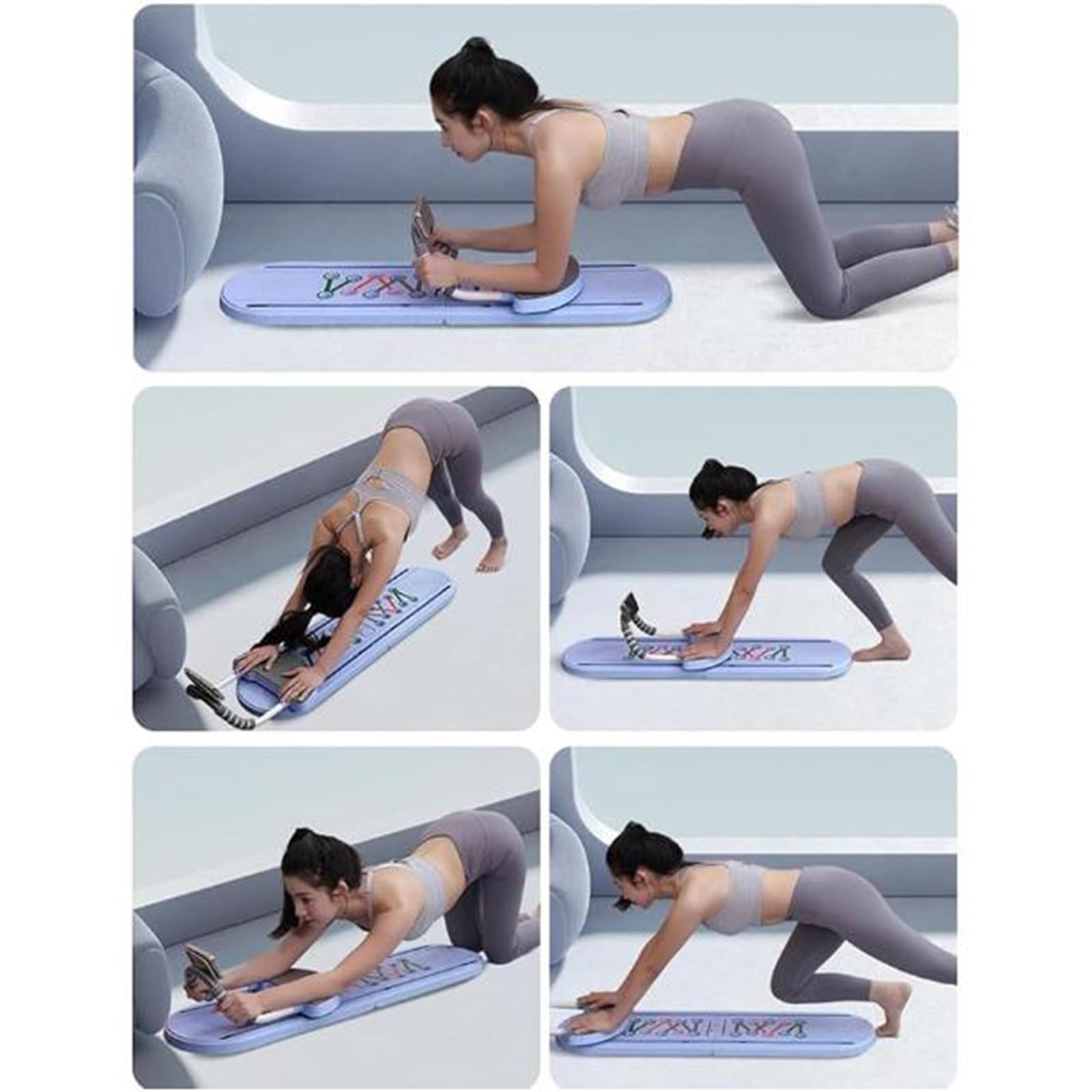 Reformer Pilates Machine, Tavola per Pilates a Resistenza Regolabile, Macchina Pieghevole per Pilates Reformer, con Supporto per Il Gomito, per Allenamento Completo del Corpo