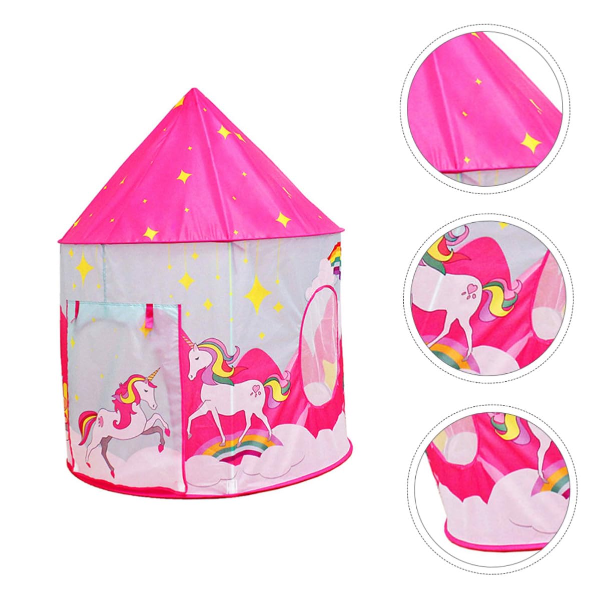 Casetta da Gioco Pieghevole Portatile per Bambini Porta Avvolgibile e Finestre, Interna, Rosa, Giocattolo Creativo per Sviluppare Immaginazione e Divertimento al Coperto