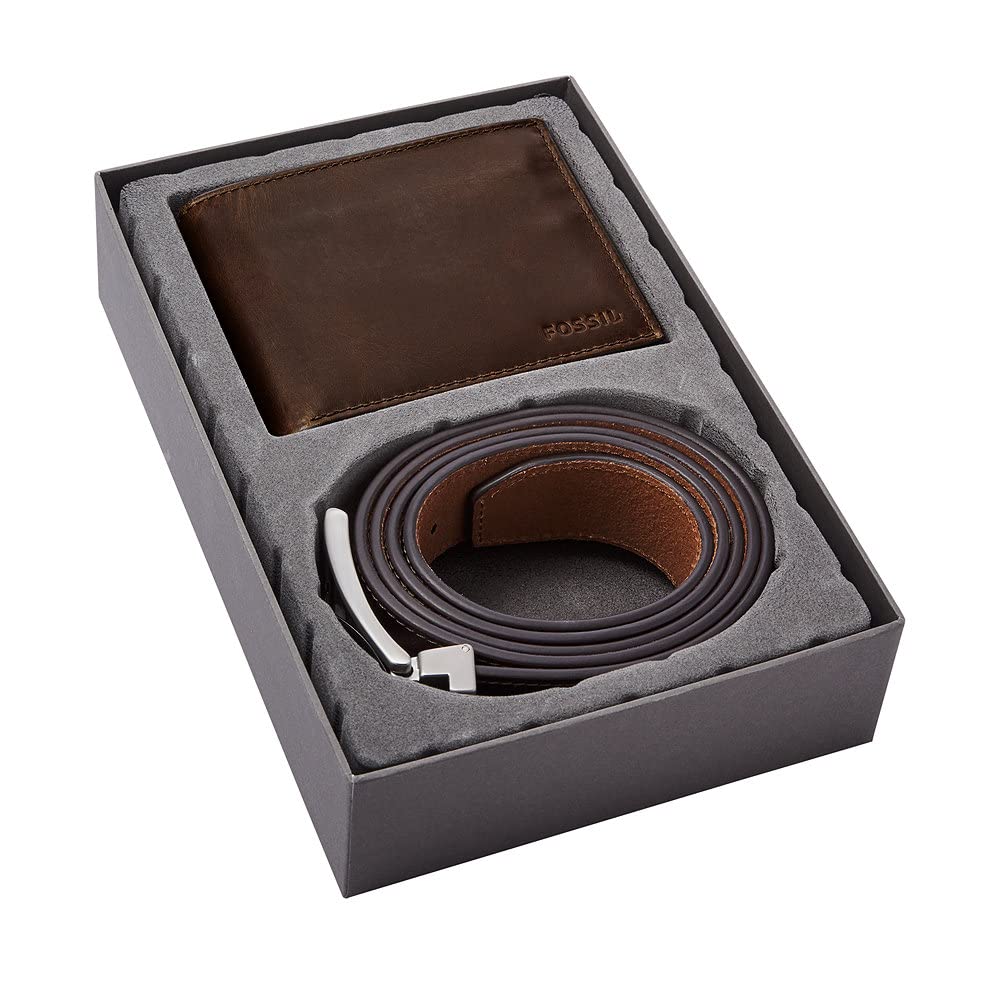 Fossil Geldbörse für Herren Derrick, Leder Bifold Dunkelbraun 11,4 cm (L) x 1,6 cm (B) x 9,2 cm (H) MLG0658201