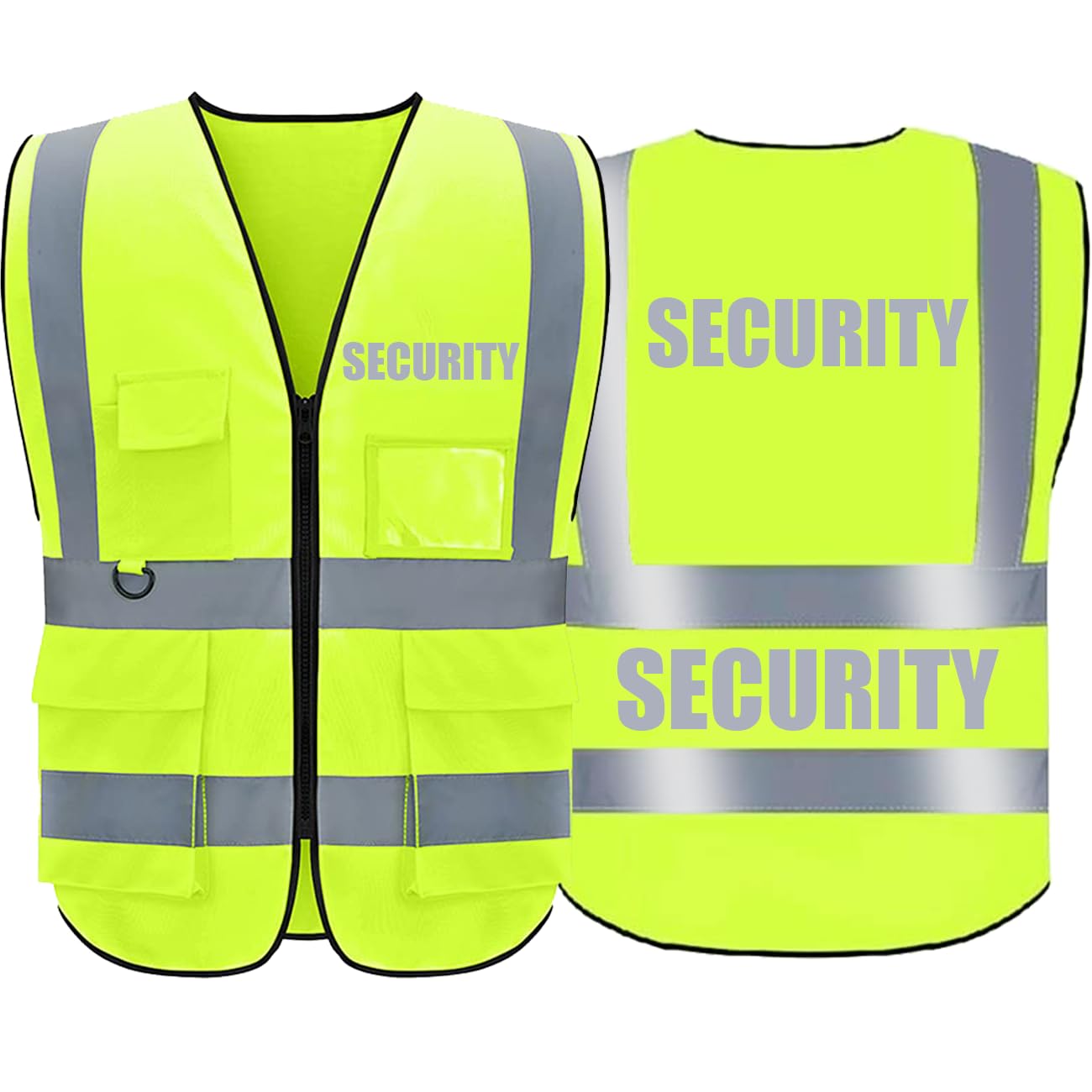 BeautyWill Security Safety Vests Heavy Duty Reflective Vest with 5 Pockets and Front Zipper?Yellow?4XL?