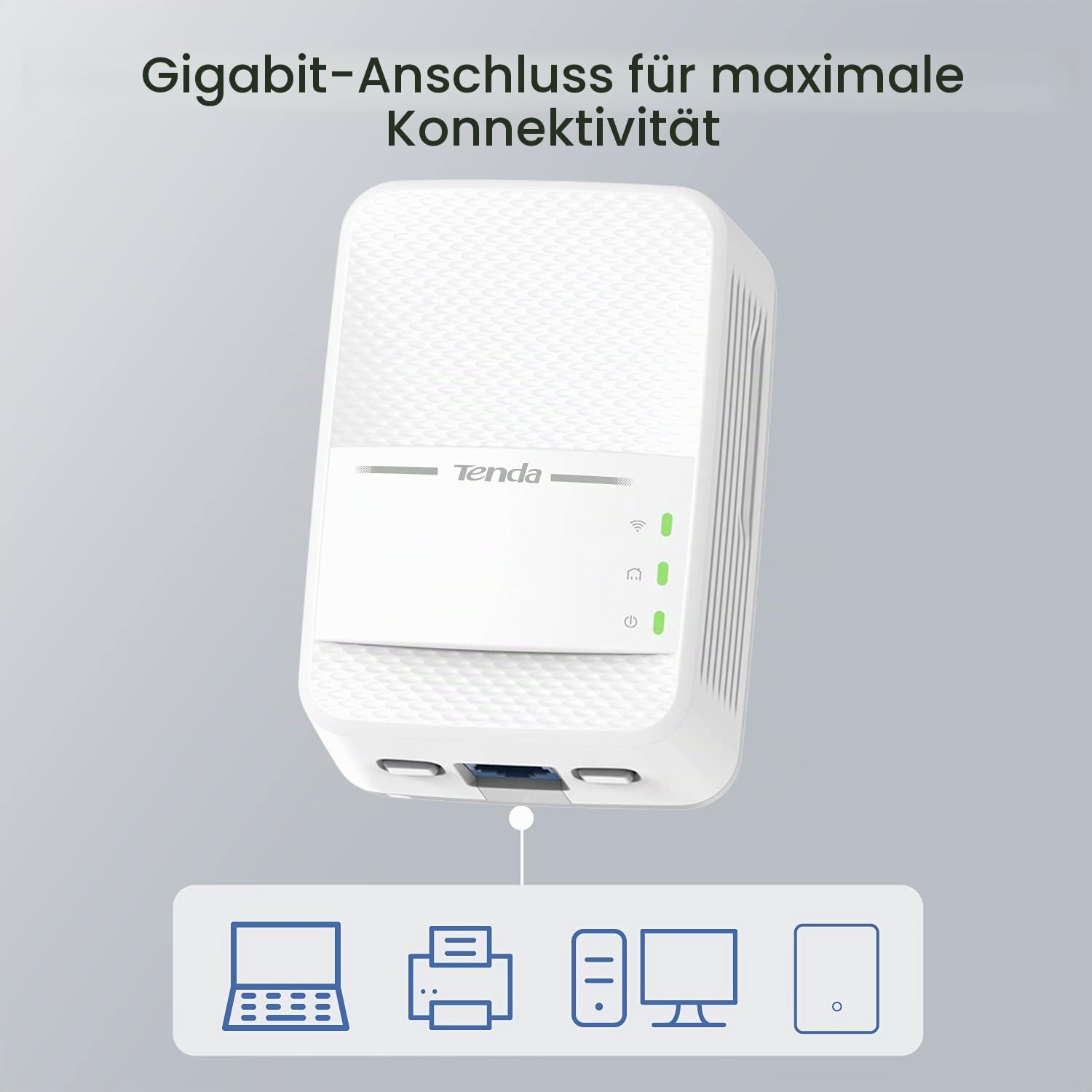 Tenda PH10 Powerline Adapter Kit AV1000 + AC750 WLAN Gigabit Steckdose (1000 Mbit/s LAN+ 750 Mbit/s WiFi, Homeplug AV2, 2 Gigabit Ports, Plug & Play, ideal für Kamera, IPTV, Xbox)
