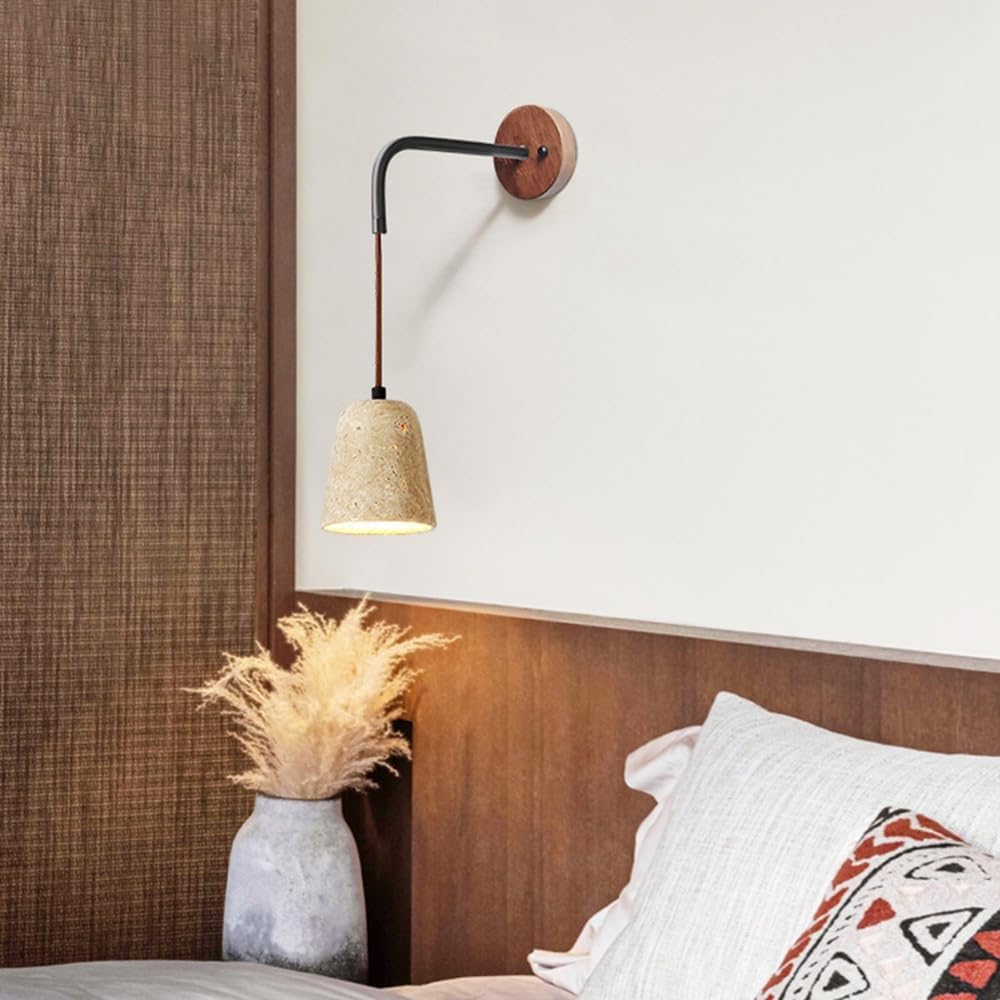 Apliques de Pared para Baño Vintage, Apliques de Pared de Mármol Modernos, Aplique de Pared de Piedra Natural, Lámpara de Pared Rústica de Madera Industrial Vintage de Mediados de Siglo para