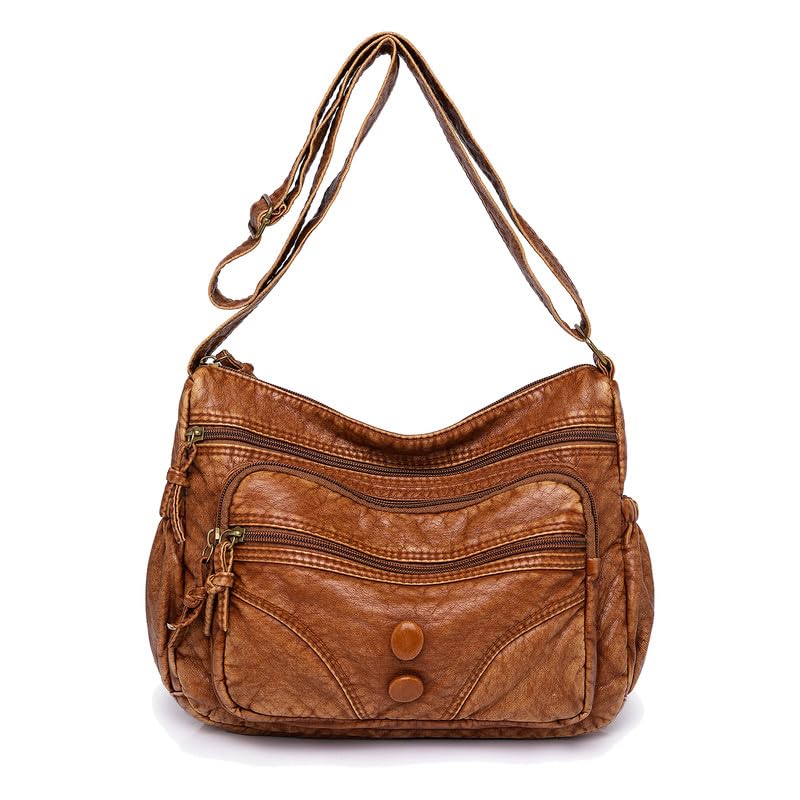 CoolivesWomen Crossbody Handbag Crossbody Purse in PU Leather Soft Satchel Crossbody Bag Ladies Shoulder Bag Small Bags for Mother Brown