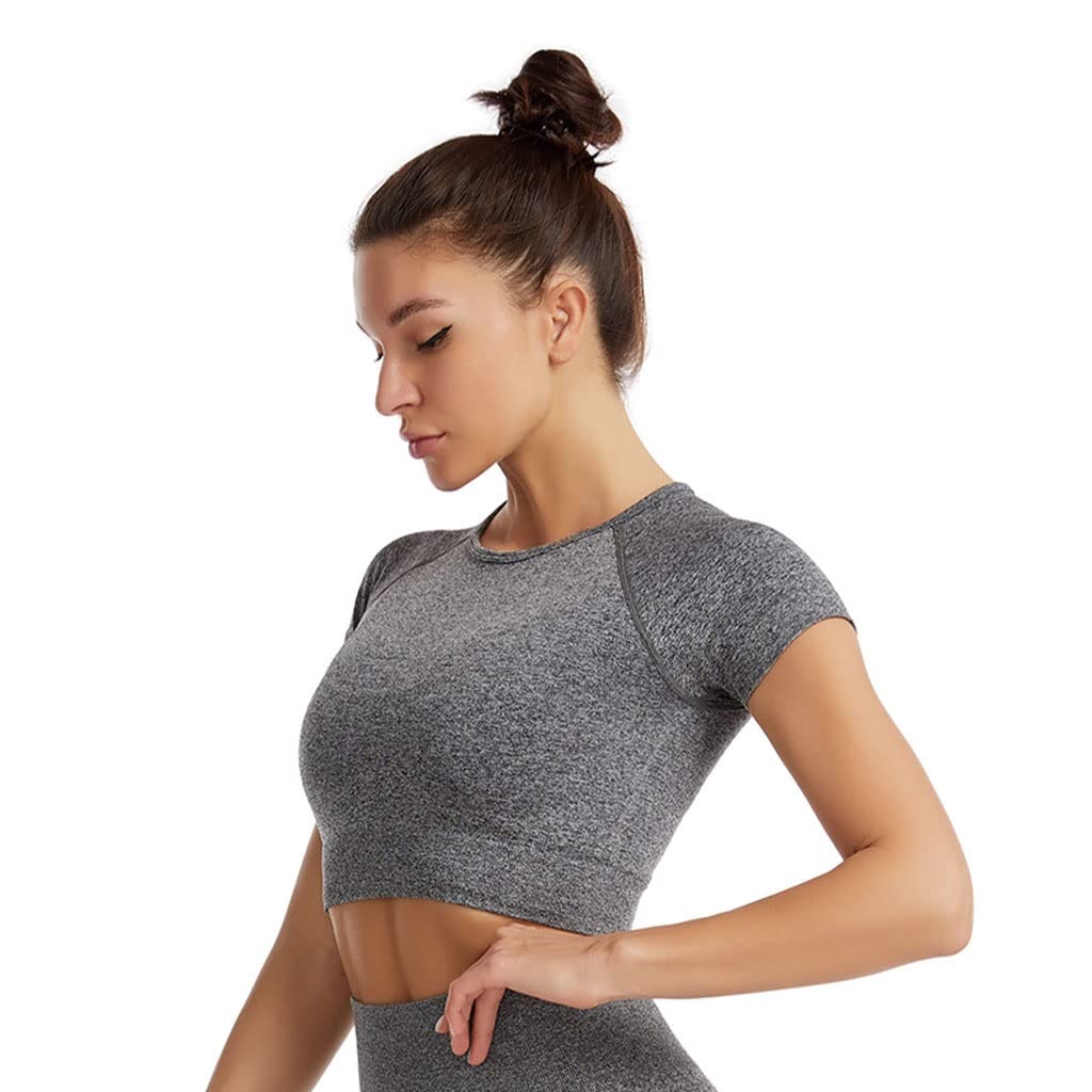 Crop Top Sportivo Donna - Maglietta Maniche Corte Ad Asciugatura Rapida Per Yoga E Palestra - Foto 9