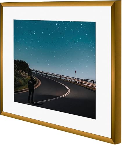 Vista 39 de Frametory - Marco de aluminio de 11 x 14 para fotos de 8 x 10 (en pulgadas), con paspartú marfil, de pared, con gancho de sierra, pestañas Bronce