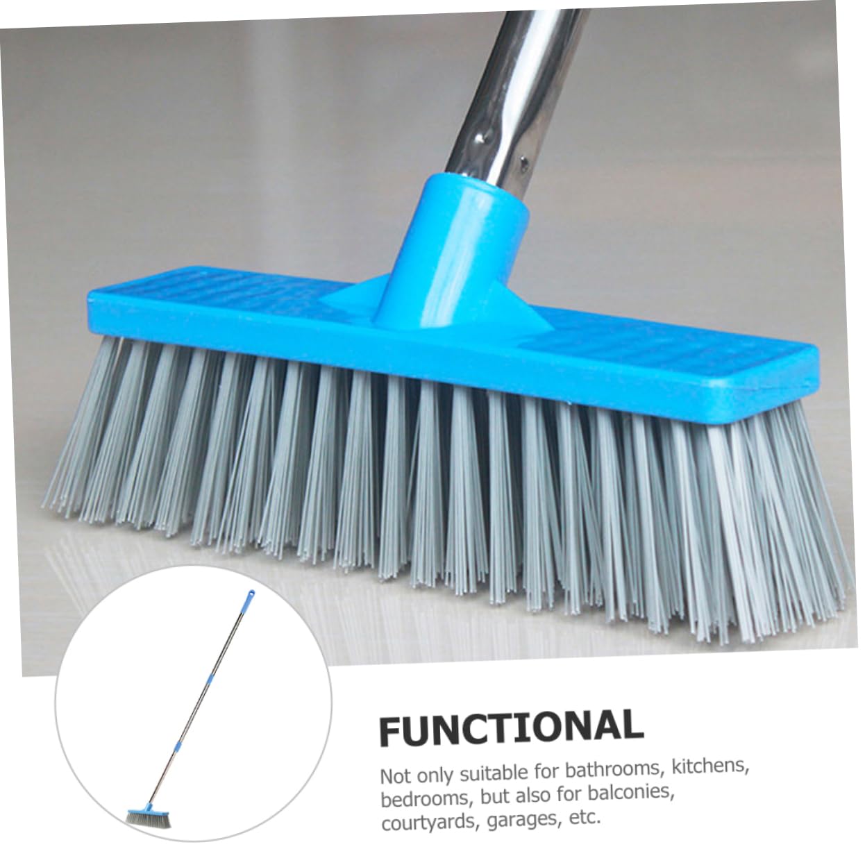 STOBAZA Floor Scrubber Brush Long Handle Heavy Duty Broom for Cleaning for Hard Floors Tiles Kitchens