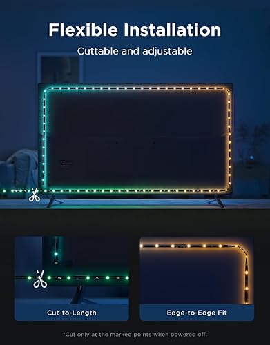 Miniatura 5 de Govee Retroiluminación LED para TV 2, luces de TV cortables de 14.4 pies para televisores de 32 a 70 pulgadas, tiras de luces LED RGBWIC que cambian