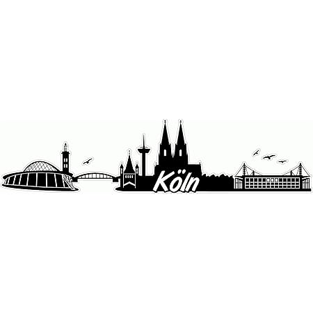 Köln Skyline Aufkleber 20cm - Silberne Stadtansicht Mit Dom & Sehenswürdigkeiten