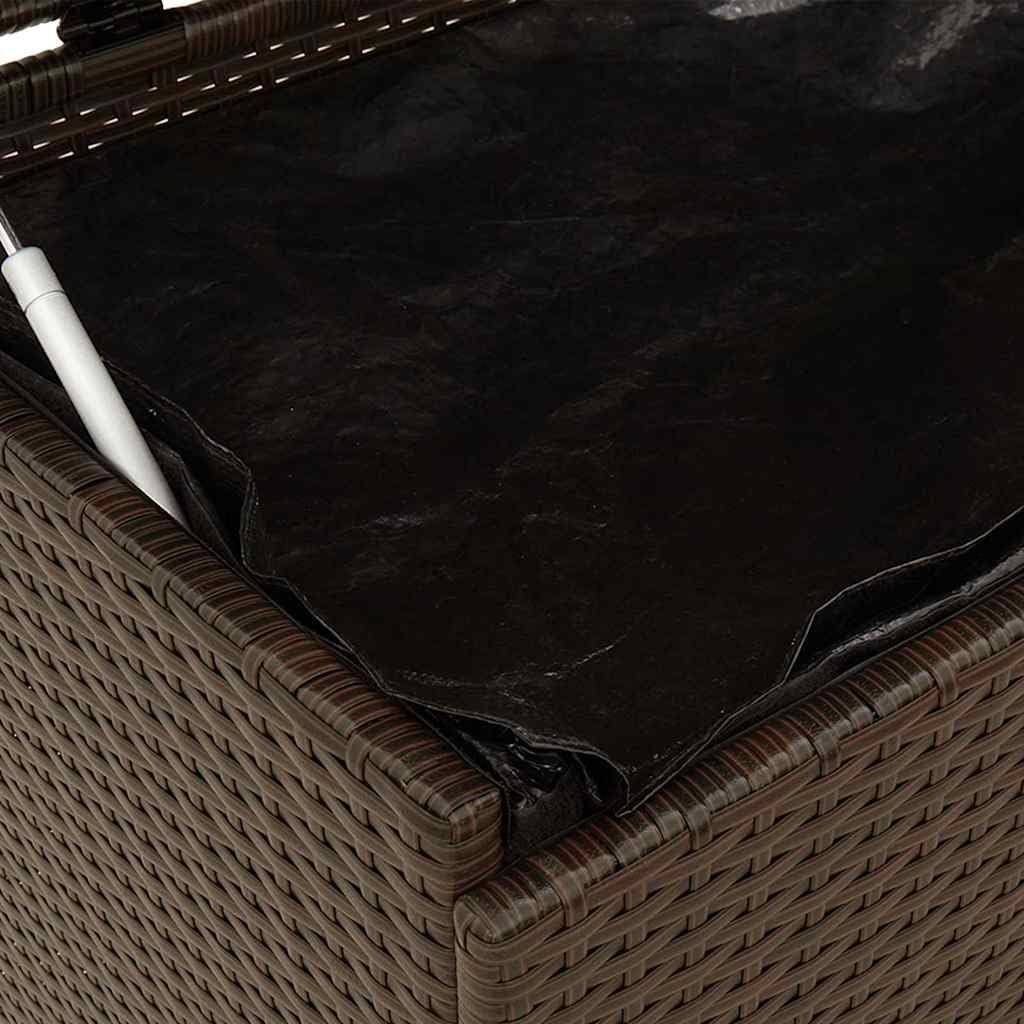 vidaXL Contenitore da Giardino con Ruote Marrone Polyrattan, portaoggetti da Giardino, Contenitore Cuscino da Giardino, Mobile da Giardino