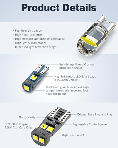Miniatura 6 de Juego de 42 luces LED para interiores de automóvil, bombillas LED superbrillantes mejoradas, De3175 6418 578 211-2 194 T5 T10 1.220 in 1.614 in,