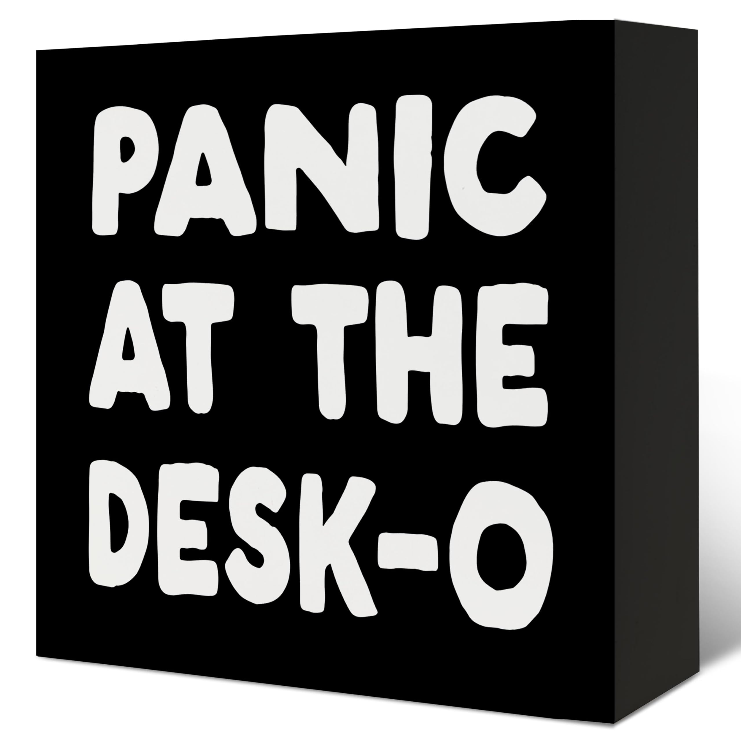 LUKIPOM Funny Desk Signs, Humorous Wood Box Sign for Home Office Cubicle Desk Table Shelf Decor, Funny Gift for Coworkers, 5x5 Inch