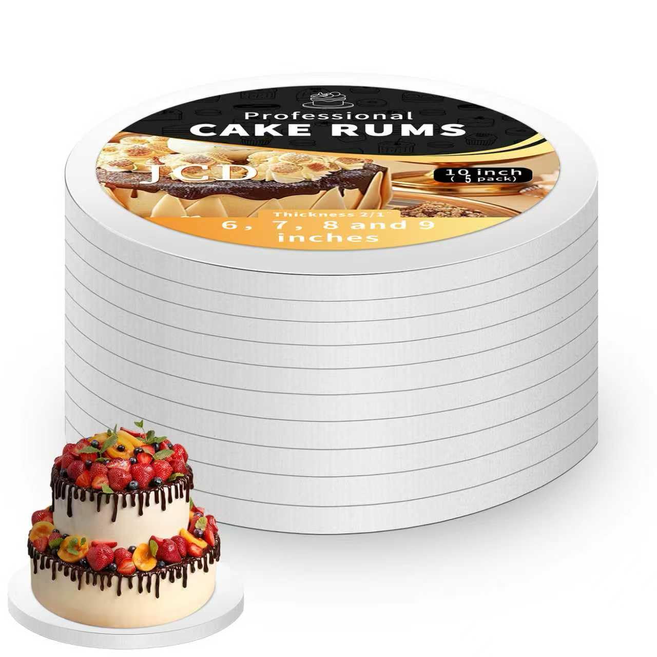 5packs Cake Boards 10 Inch Round,1/2" Thick Cake Drum, Cake Board Food Grade Cake Base, White Cake Cardboard Circles Bases para Pasteles for Wedding &amp; Party &amp; Pizza Desserts(10inch/5pcs)