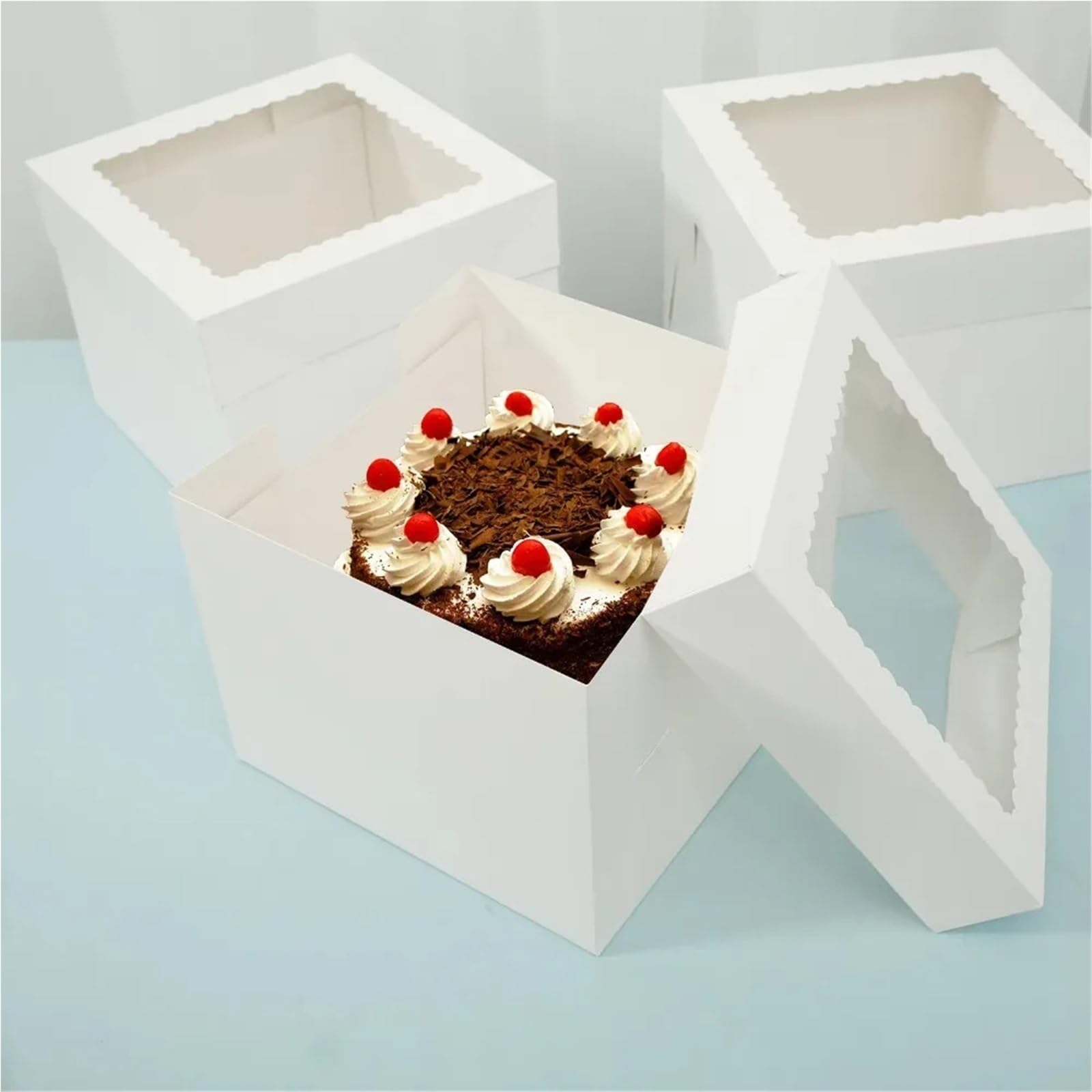 Kuchenbox Mit Fenster 20 Stück weiße quadratische Kuchenbox