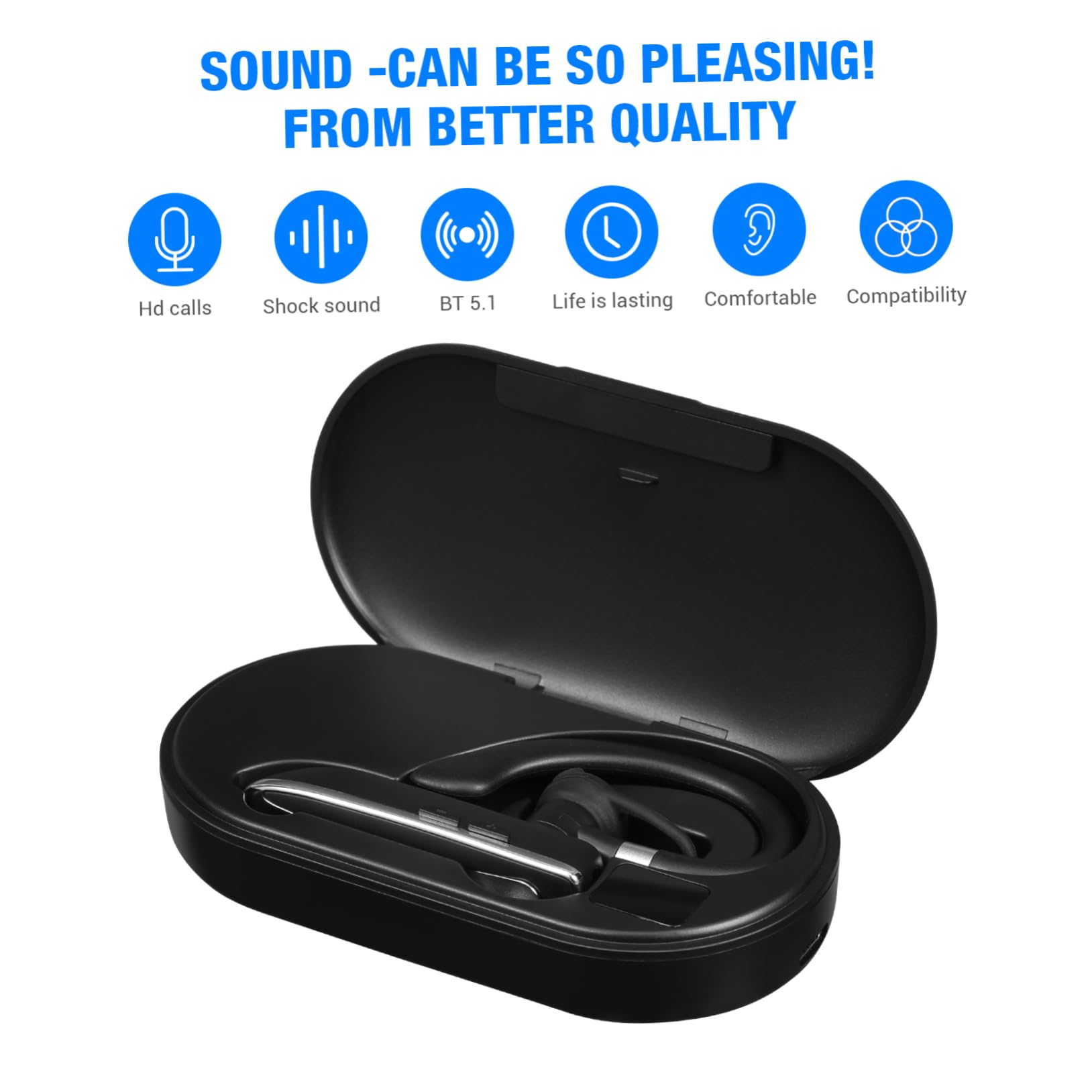 Mipcase Auricolari Wireless con Archetto per Festa Estiva, Connessione Wireless Singola con Stabilità Elevata, Batteria 140mah e Custodia di Ricarica, per Sport e Cellulare