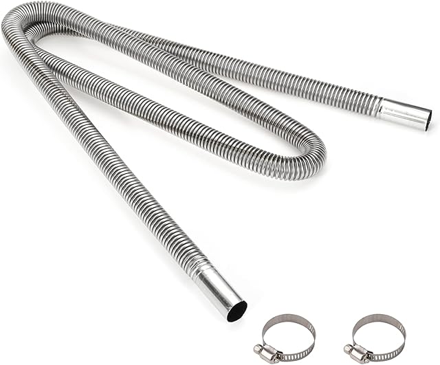 Stainless Steel Diesel Heater Exhaust PipeCar Parking HeaterFlexible Tail Pipe Diesel Gas Vent Gas Exhaust Hose for Auto for Air Diesel Parking Heaters, Heater Kit, Car Heater Accessories(120cm)