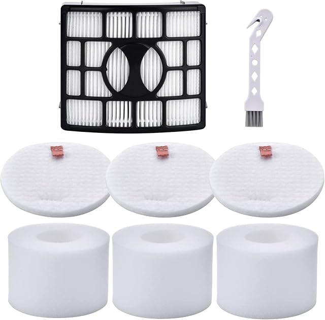 NV680 Upright Vacuum Filter Replacement, 3 Foam Filters + 1 Hepa Filter, Rotator Powered Lift-Away Speed, for Shark Upright Cleaner Kitchen Vacuum Compatible with NV681,NV682,NV800,NV800W , with Brush