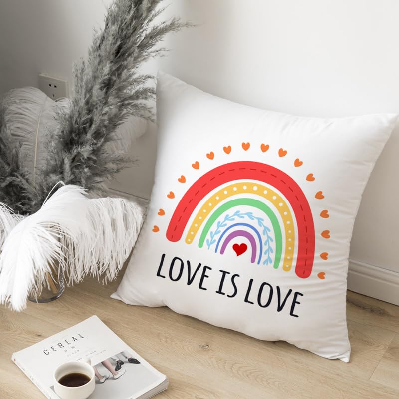 HUASHUZI Cushion Cover Rainbow Gifts Colourful Bright Rainbow Accessories Decorations Throw Pillow Case Decor Home for Livingroom Couch Sofa 18"x18"(45x45cm) - Image 3