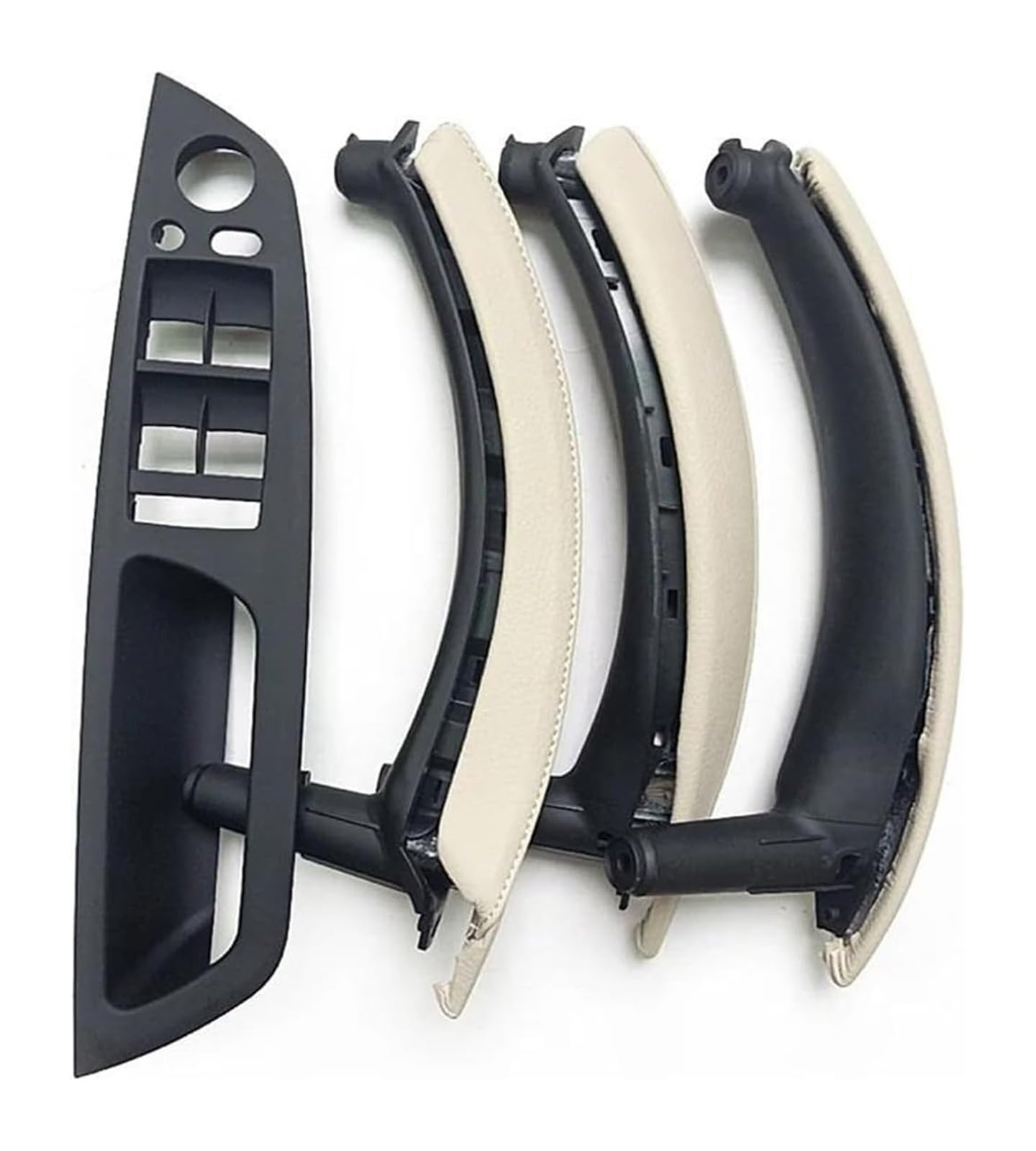 FANGZIQF Inner Door Pull Handles for BMW X5 X6 E70 E71 2007-2014 LHD RHD Window Switch Panel Pull Handle with Leather Cover(Creamy,LHD)
