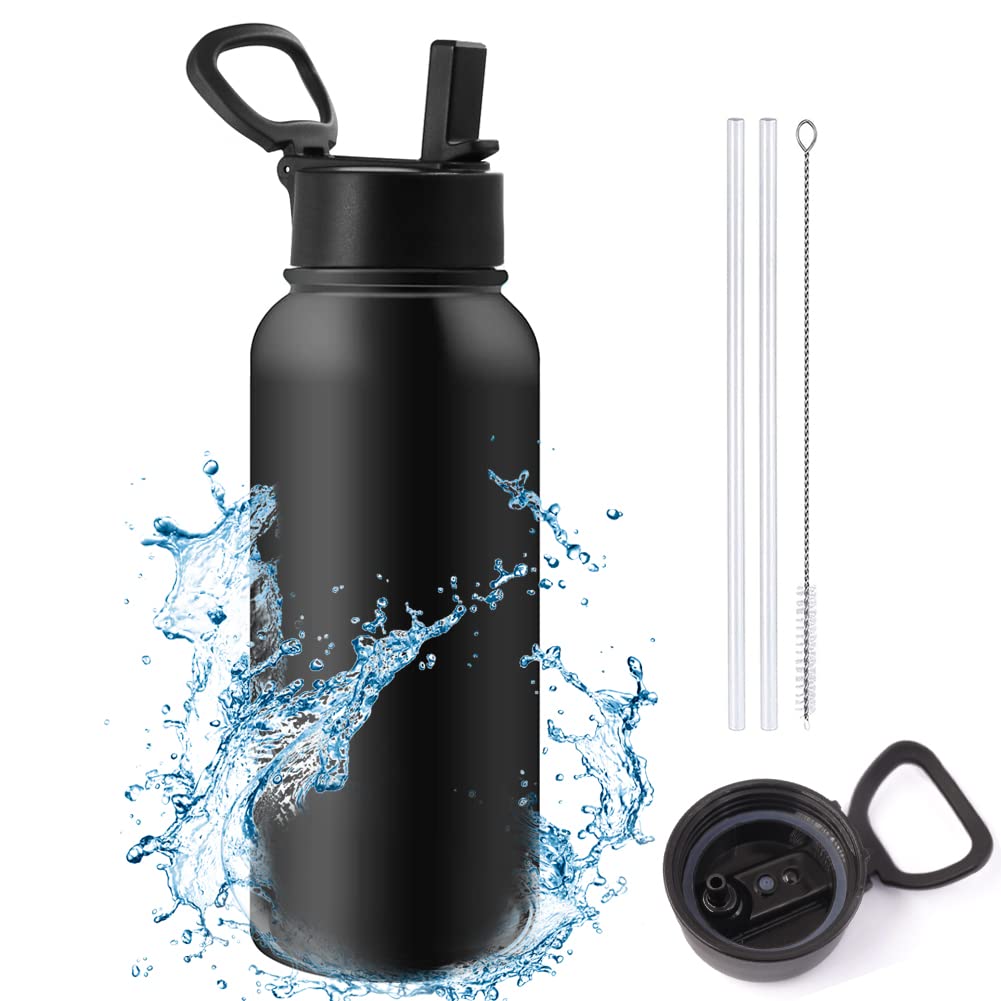 Landofgenie Gourde En Inox 700ml Isolée & Étanche Avec Paille – Pour Boissons Chaudes/Froides, Outdoor & Bureau, Vert Panda