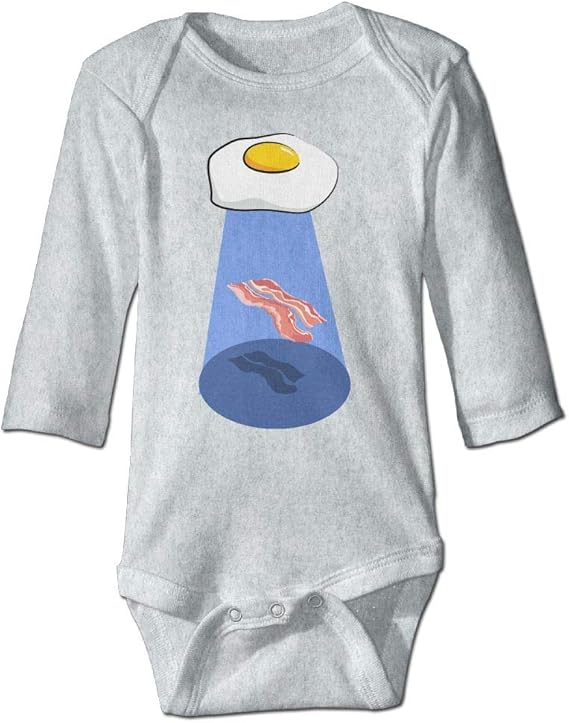 Amazon Co Jp ベーコン 卵 Ufo おもしろい ベビー服 袖 ロンパース 快適 ユニーク 赤ちゃん ボディスーツ ユニセックス 普段着 ファッション
