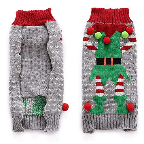 DELIFUR Hundeclown Winterpullover Haustier Weihnachten Hundepullover Hässliche Elf Haustier Pullover Clown Urlaub und Party für Hund und Katze