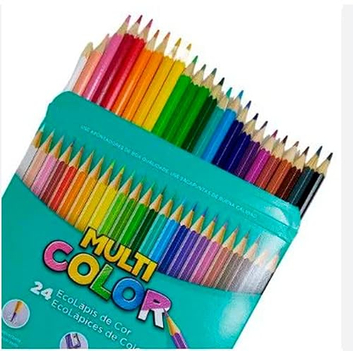 Kit EcoLápis de Cor, Multicolor Sextavado Caixa com 24 Cores + Lápis Cor Tons Pastel Caixa com 10 Co