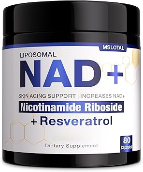 NAD+ Supplement - NAD Nicotinamide Riboside Resveratrol NAD Supplement 1000mg Pure Organic for Women and Men Anti-Aging, Energy, Focus, 80 Capsules