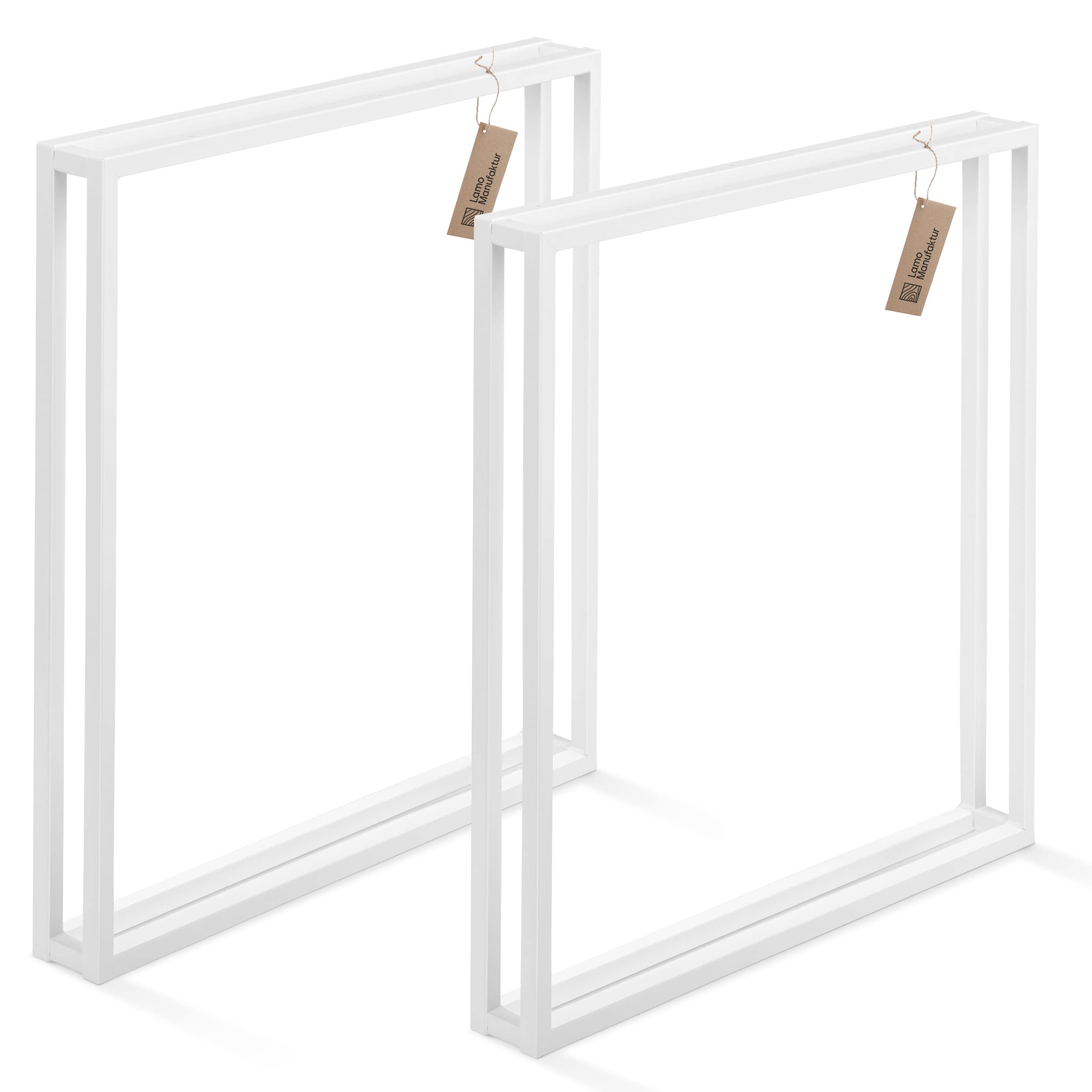 LAMO Manufaktur Gambe per il tavolo da pranzo | Scrivanie Frame | Profilo 20x20 mm | 50x72 cm (L x A) | Bianco | 2 pz., LTS-18-L-CC-9016