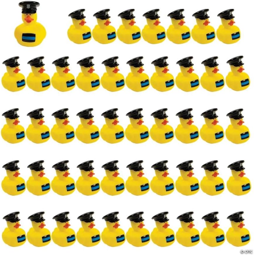 Fun Express 2" Bulk 120 Pieces Thin Blue Line Police Officer Yellow Rubber Ducks