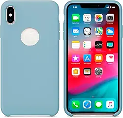 Case Capa Capinha Silicone Aveludado pra iPhone X e XS Azul Bebe