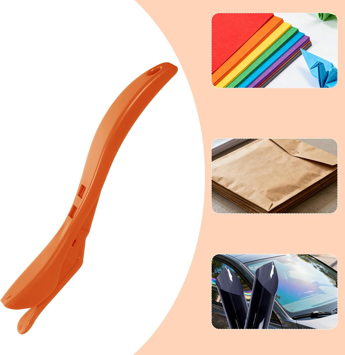 3 Pcs Gift Wrapper Paper Cutter with 10 Blades, Sliding Wrapping Paper Cutter Tool with Handle, Christmas Gift Wrap Paper Knife for Film Vinyl Craft Photo Scrapbooking (Orange/Grey/White) image 3