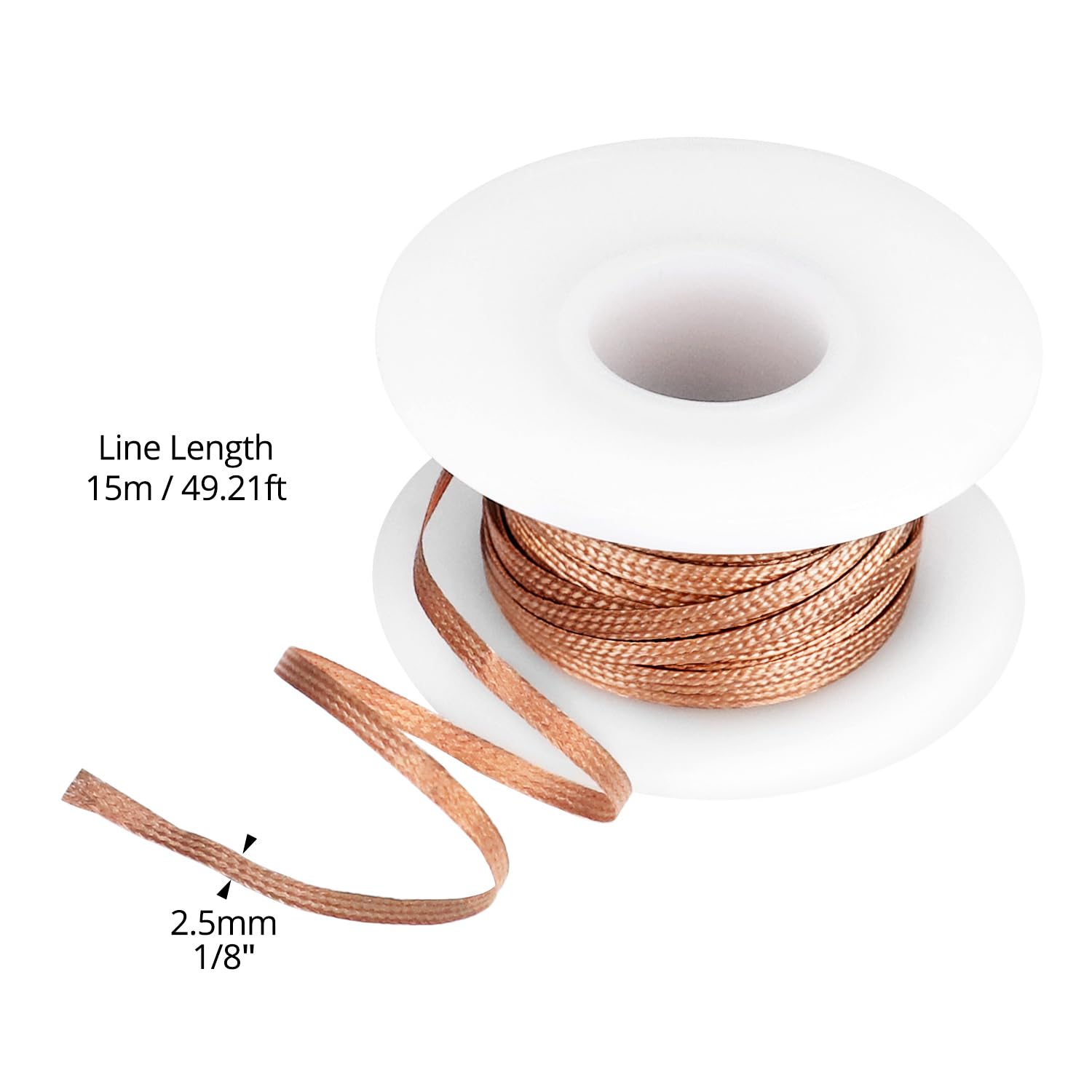 QWORK® treccia dissaldante, stoppino di flusso in filo di rame, per una rimozione efficiente della saldatura, 2.5 mm x 15 m