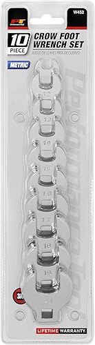 Performance Tool W452 - Juego de llaves métricas para patas de gallo de 10 piezas, cierres difíciles de alcanzar, acero de aleación tratado