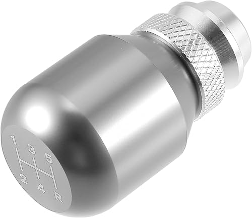 Miniatura 5 de X AUTOHAUX 1 juego de 5 velocidades universal de coche ajustable pomo de palanca de cambios de aleación de aluminio tono plateado para la mayoría de