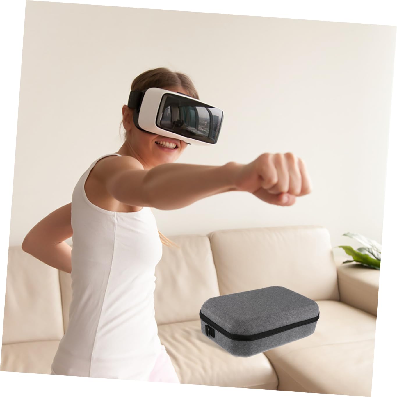 HOMSFOU Estuche De Almacenamiento para Gafas De Realidad Virtual Bolsa De Eva Resistente Golpes Caja Protectora para Gafas De Realidad Virtual De Segunda Generación Viajes