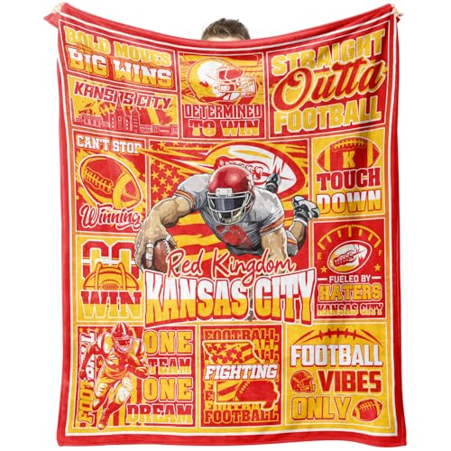Football Blanket Flannel Throw 60x50 Inch Soft Cozy Single Layer Four Season Blanket Football Themed Design Thoughtful Gift for Football Lovers