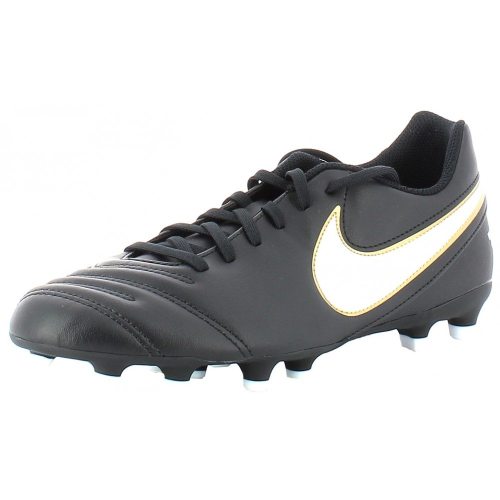 Nike Men's Tiempo Rio III FG (Black/White/Metallic Gold) (10.5)