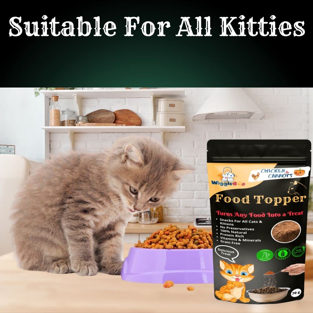WiggleBoo Magical Cat Food Topper || Joy of Best Taste || Chicken & Carrot Flavour || Grain Free & Protein Rich || Anti Oxident || 70g 3