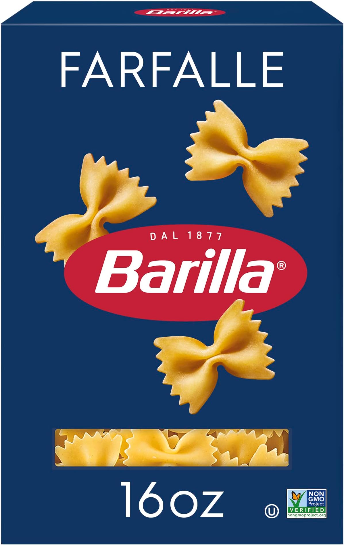 Farfalle Pasta, 16 oz. Box - Non-GMO, Made with Durum Wheat Semolina - Kosher Certified