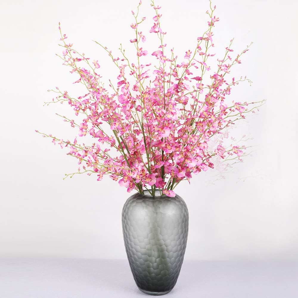8pcs Artificial Orchids Realistic Fake Flowers Arrangement for Home Party and Wedding Decor (Deep Pink)