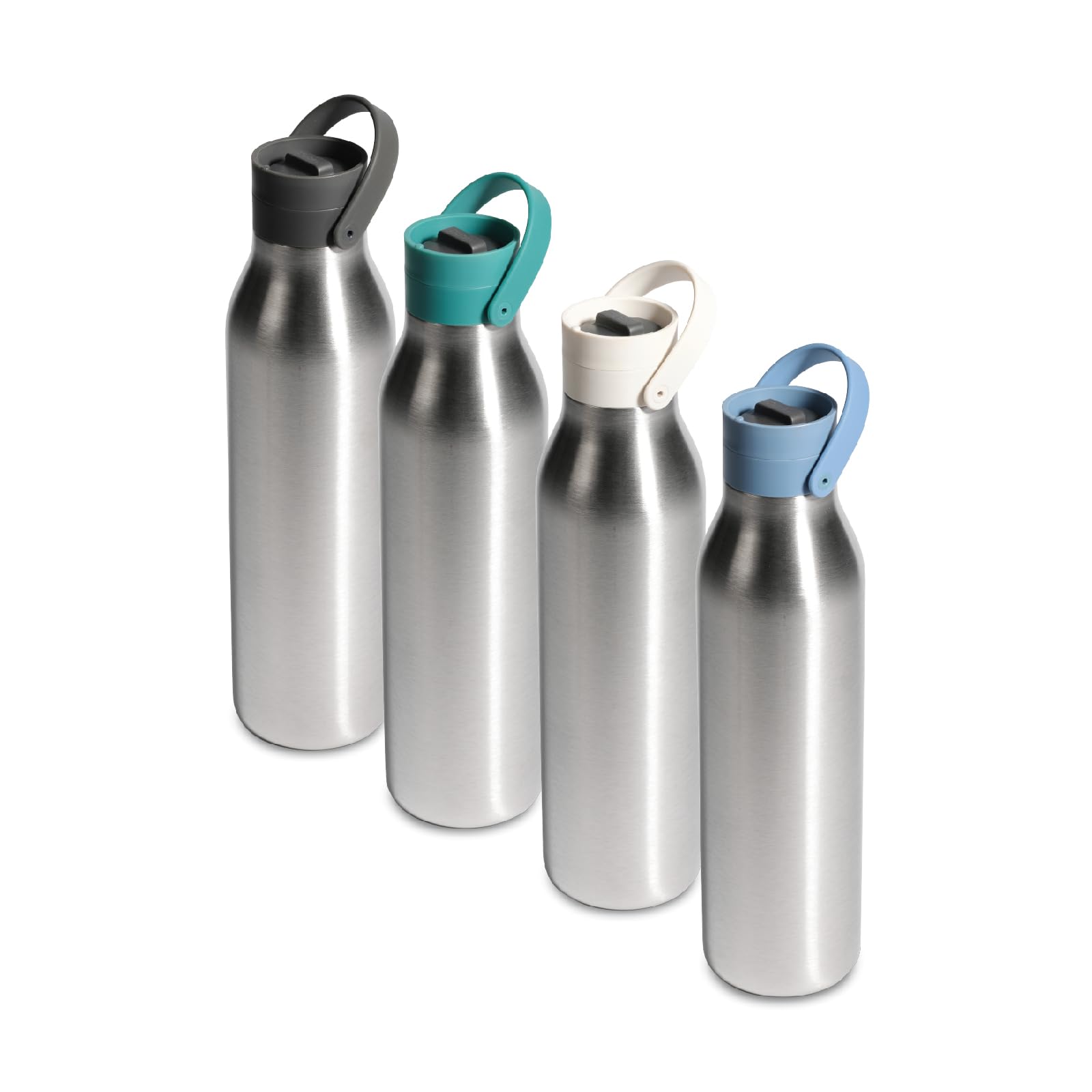 Circular & Co Wiederverwendbare Getränke-Wasserflasche aus recyceltem Edelstahl, isoliert, doppelwandig, umweltfreundlich, auslaufsicherer, verschließbarer Deckel, spülmaschinenfest, BPA- und