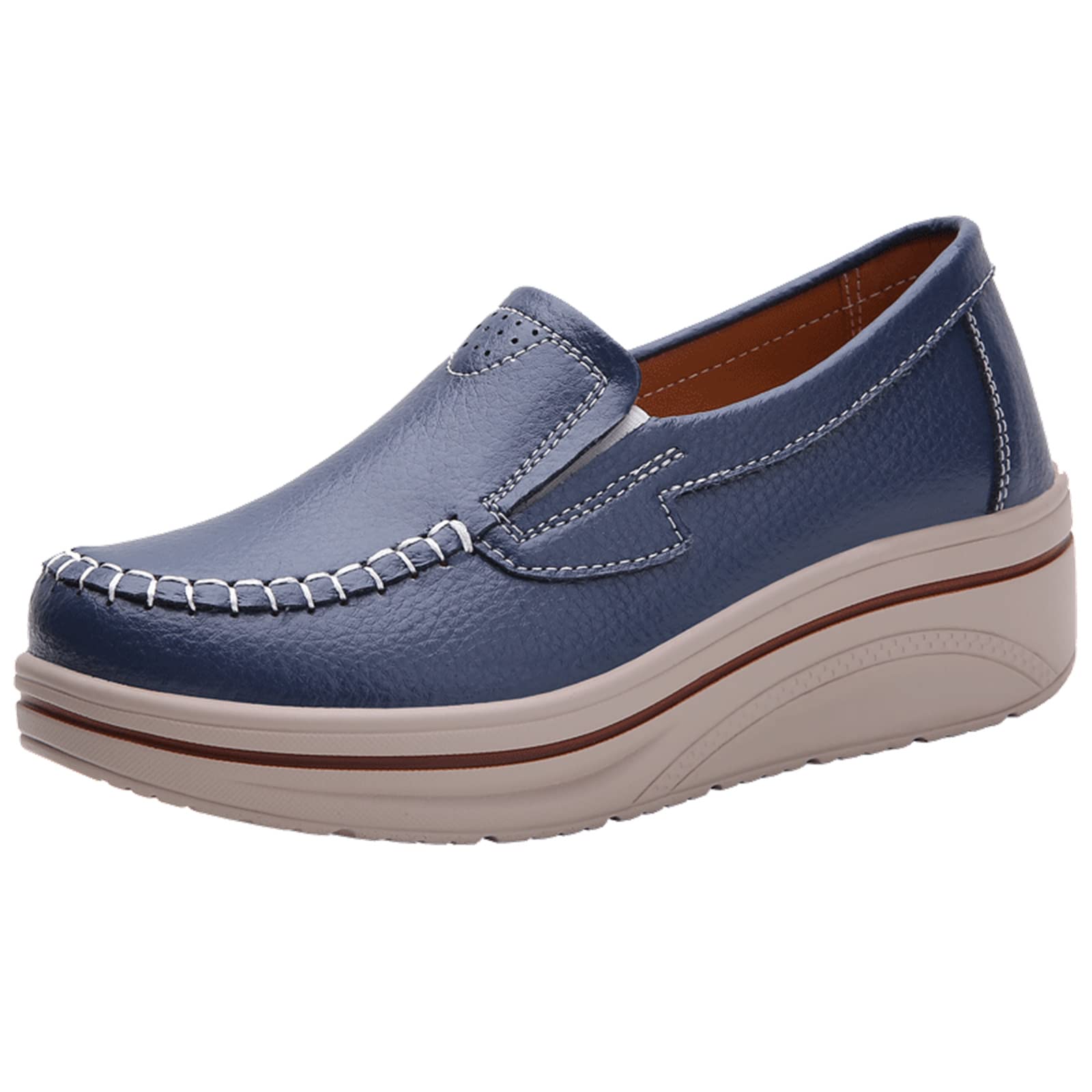 Mocasines De Plataforma Mujer, Zapatos De Cuña para Caminar Zapatos De Trabajo Gruesos Casuales Ligeros