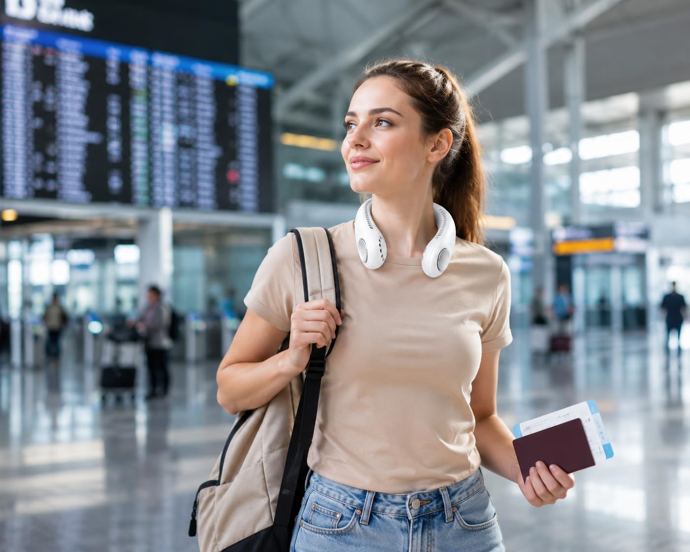 Generico Ventilatore da Collo Portatile Ricaricabile, Flusso d’Aria 360°, Design Ergonomico a Mani Libere, Leggero e Flessibile, Ideale per Ufficio, Viaggi, Passeggiate e Attività all’Aperto