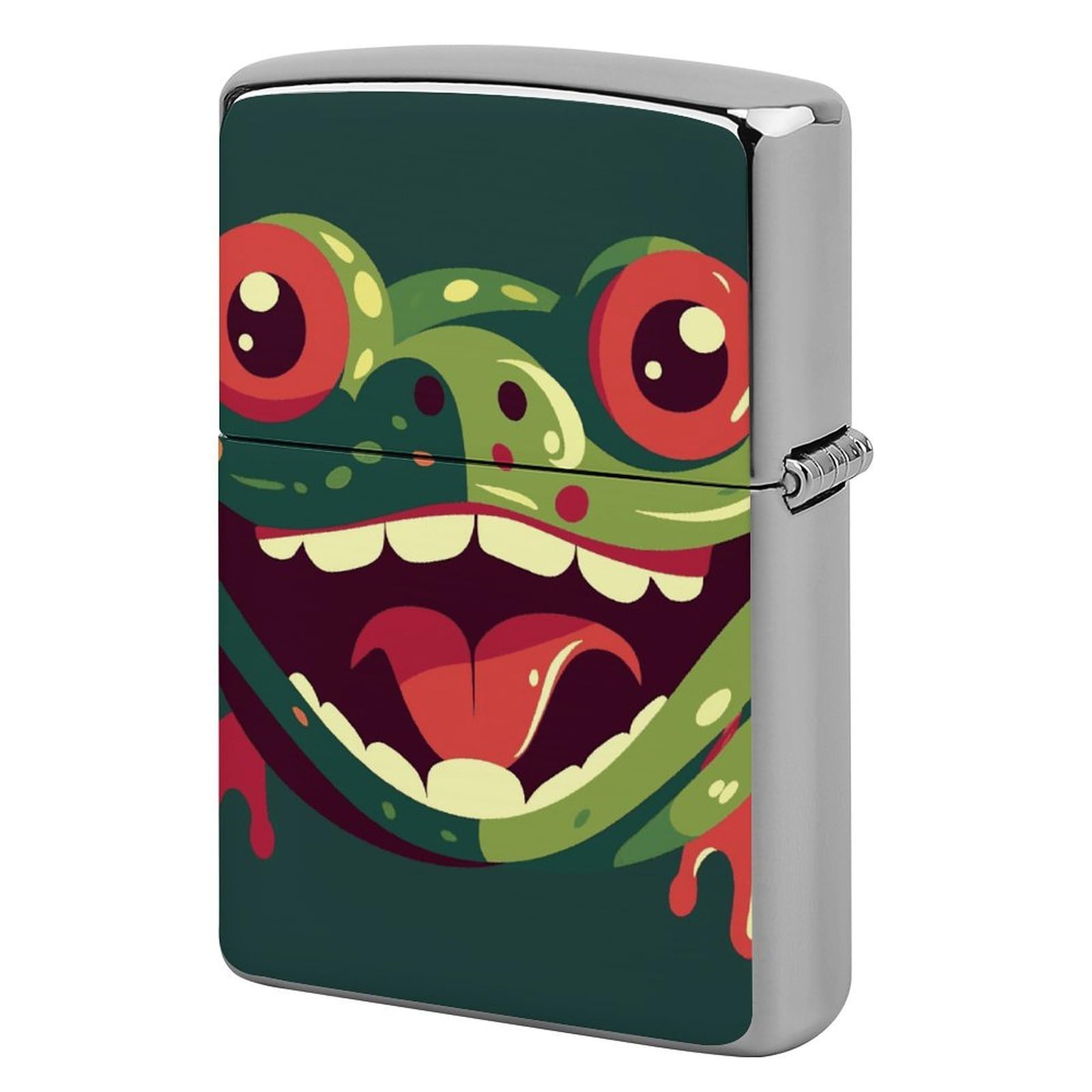 Frog with Mouth Open Lighter Cover for Men, Personalized Lighter Case for Birthday Gift, Flip-Top Lighters Protective Cover, Portable Lighters Shell for Outdoor, Travel