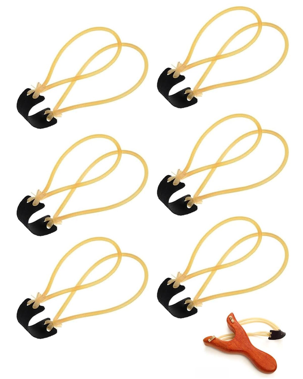 Slingshot - Banda elástica de repuesto, 6 unidades, amarillo látex, 16 cm, para hondas, caza y deportes