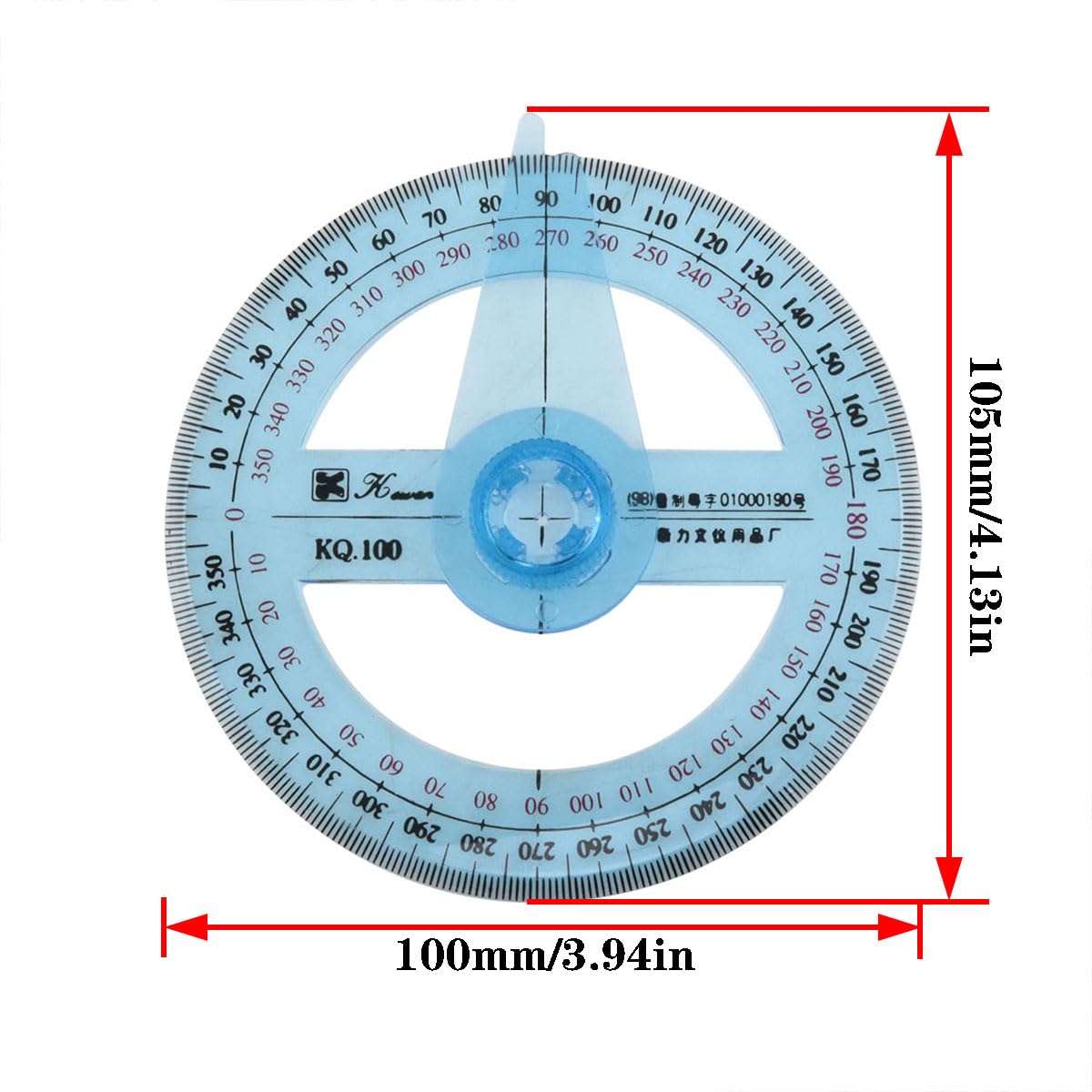 AYLIFU 2PCS Swing Arm Protractor 4 Inch 360 Protractor Plastic Transparent Full Circle Protractor for Mathematical Geometry Measurement Tools