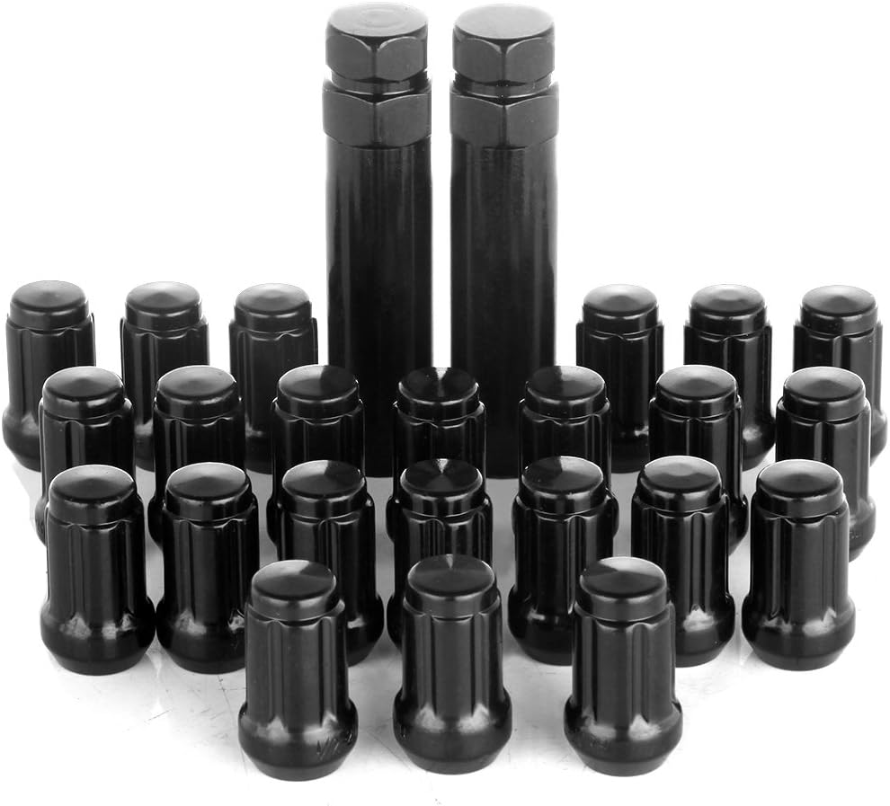 ROADFAR 23pcs Wheel Lug Nuts M12x2.0 Thread-Size Close End Compatible with for Ford Explorer/Explorer Sport Trac/Mustang for Jeep Commander/Liberty/Wrangler 2010-2014 with 2 Keys