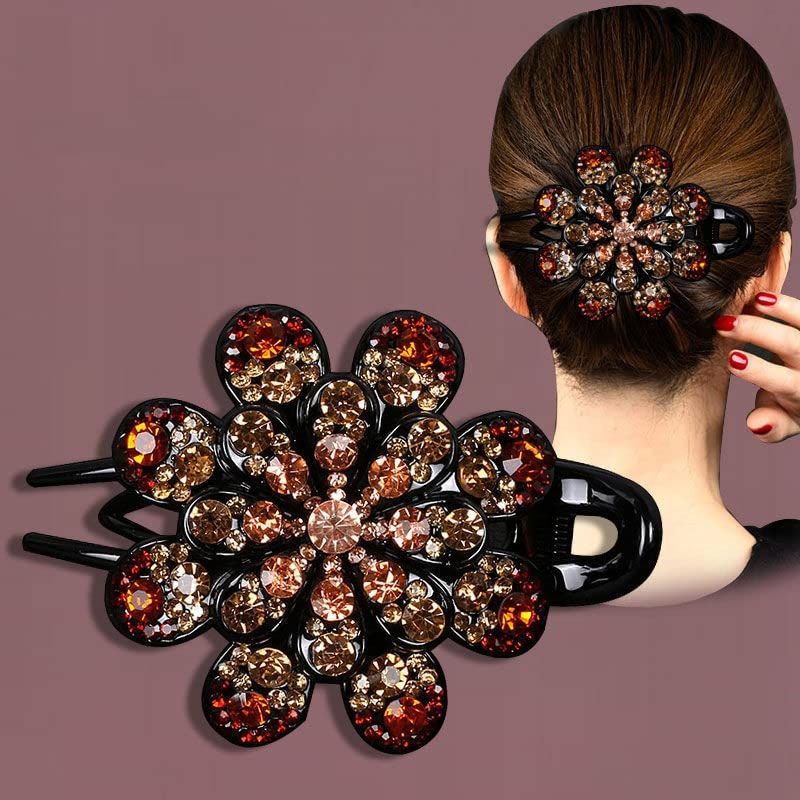 MIZORRI Rhinestones Single Flower Hair Back Clip | Crystal Flower Bun Clip | Crystal Glitter Hair Claw for Women Girls Thick Long Hair (9.5 cm x 7.5 cm) Medium 1 (B09FT3D66D) Amazon Price History, Amazon Price Tracker